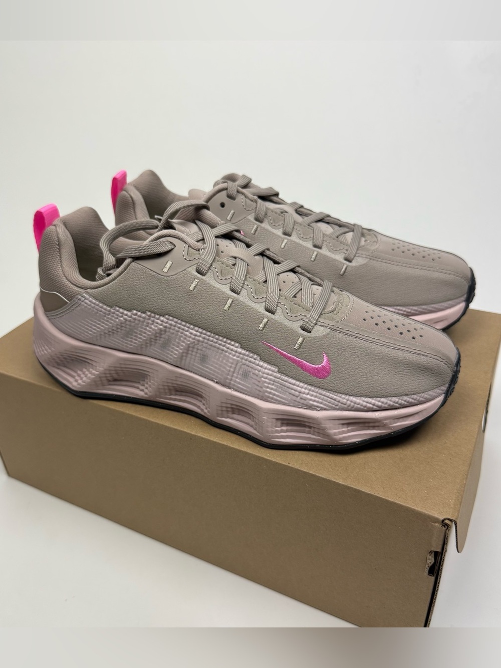 Nike Women's Taupe and Hot Pink Athletic Sneakers